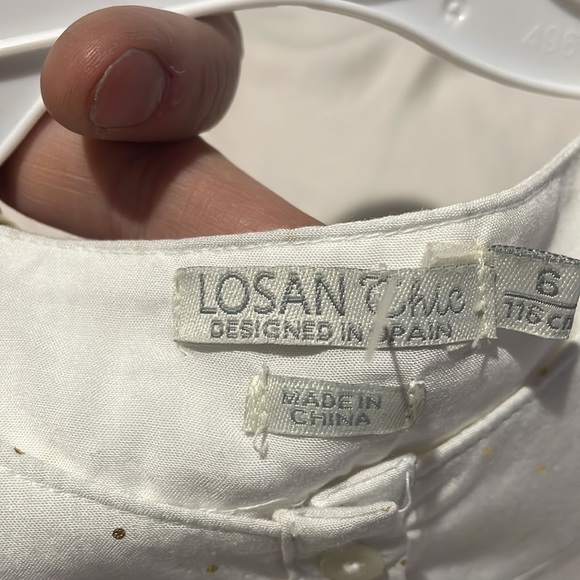 Losan 6 white gold small tiny polka dot blouse euc - Picture 2 of 7